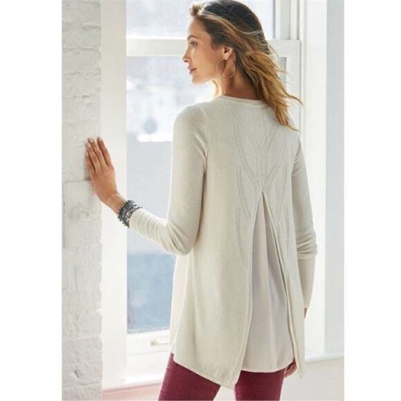 SOFT SURROUNDINGS Sirena Wool Alpaca Sweater Pullover Cream Women’s MP - Picture 1 of 5